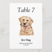Groot modern waterverf honden trouwtafel nummer kaart (Achterkant)