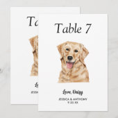 Groot modern waterverf honden trouwtafel nummer kaart (Voorkant / Achterkant)