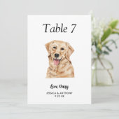 Groot modern waterverf honden trouwtafel nummer kaart (Staand voorkant)