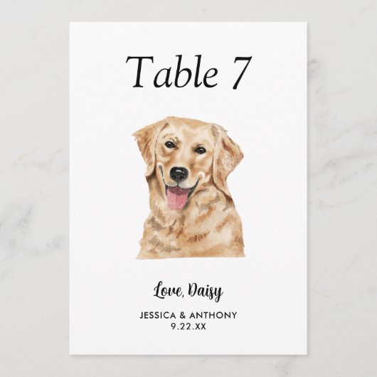 Groot modern waterverf honden trouwtafel nummer kaart (Voorkant)