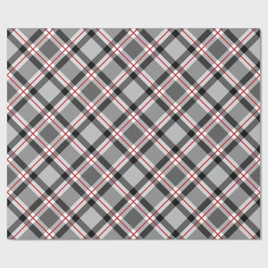 Groot, modern, zwart, wit, grijs en rood cadeaupapier (Vlak)