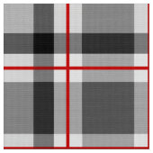 Groot, modern, zwart, wit, grijs en rood stof (Close Up)