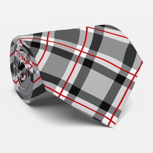 Groot, modern, zwart, wit, grijs en rood stropdas (Opgerold)