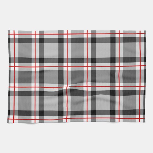 Groot, modern, zwart, wit, grijs en rood theedoek (Horizontaal)