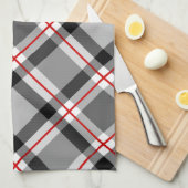 Groot, modern, zwart, wit, grijs en rood theedoek (Quarter Fold)