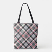 Groot, modern, zwart, wit, grijs en rood tote bag (Achterkant)