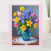 Groot Moederdag boeket van narcissen en tulpen Kaart (Voorkant)