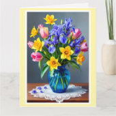 Groot Moederdag boeket van narcissen en tulpen Kaart (Voorkant)