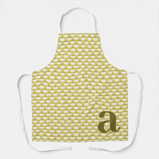 Groot monogram donker gouden vintage bloempatroon schort (Voorkant)