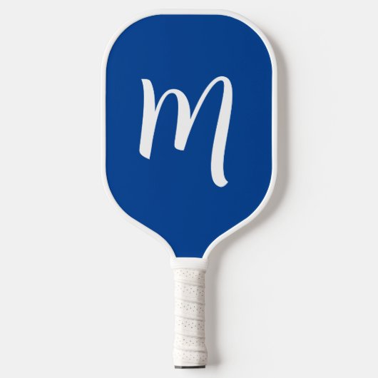 Groot monogram Elegant Script Blue Pickleball Paddle (Voorkant)