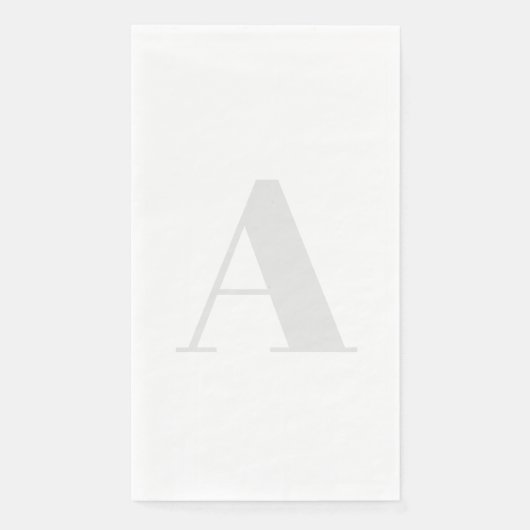 Groot monogram Elk Initiaal Neutraal Licht Grijs Servet (Voorkant)