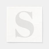 Groot monogram Elk Initiaal Neutraal Licht Grijs Servet (Voorkant)