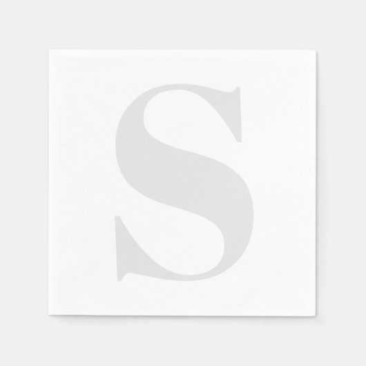 Groot monogram Elk Initiaal Neutraal Licht Grijs Servet (Voorkant)