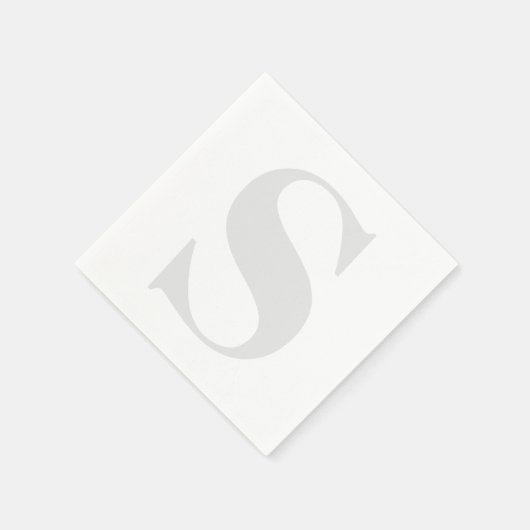Groot monogram Elk Initiaal Neutraal Licht Grijs Servet (Hoek)