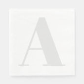 Groot monogram Elk Initiaal Neutraal Licht Grijs Servet (Voorkant)