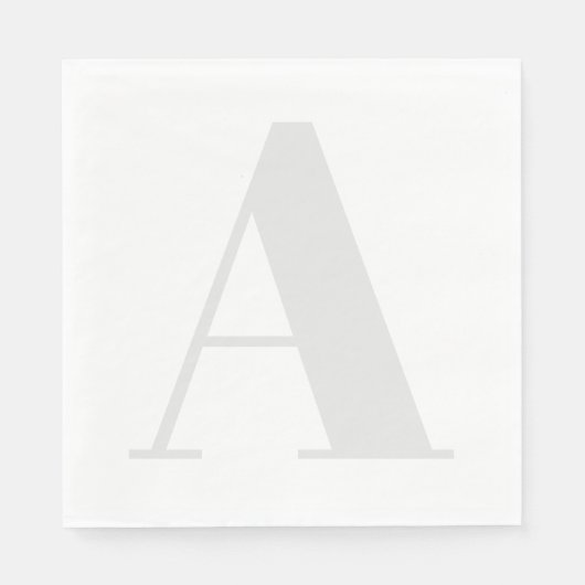 Groot monogram Elk Initiaal Neutraal Licht Grijs Servet (Voorkant)