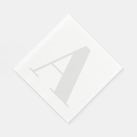 Groot monogram Elk Initiaal Neutraal Licht Grijs Servet (Hoek)