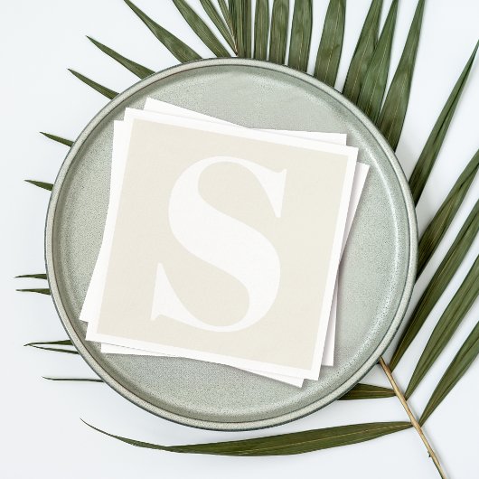 Groot Monogram Elk Initiaal op neutraal beige Servet
