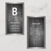 Groot Monogram | Gekrast Zilveren Rand Visitekaartje (Voorkant / Achterkant)