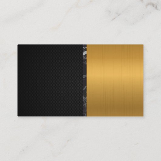 Groot monogram |Goud Metallic Zwart Marmeren Mesh Visitekaartje (Achterkant)