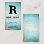 Groot monogram | Groen blauw textiel Visitekaartje (Voorkant / Achterkant)