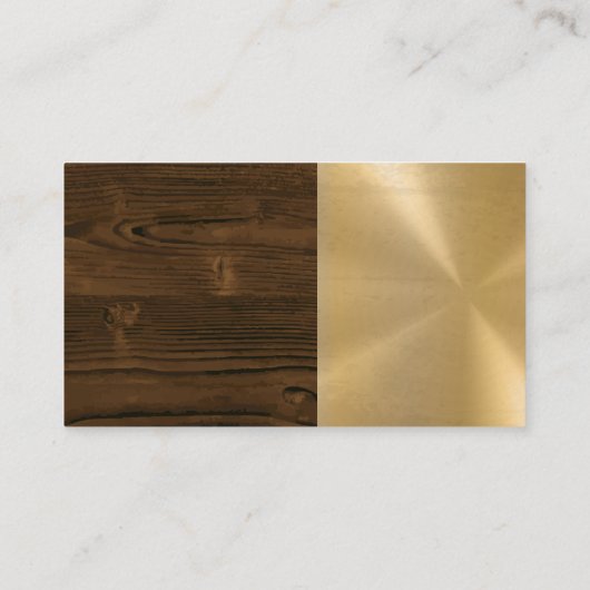 Groot monogram | houtnerf goud metallic visitekaartje (Achterkant)