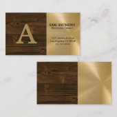 Groot monogram | houtnerf goud metallic visitekaartje (Voorkant / Achterkant)