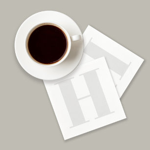 Groot monogram Initiaal Neutraal Licht Grijs Servet