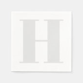 Groot monogram Initiaal Neutraal Licht Grijs Servet (Voorkant)