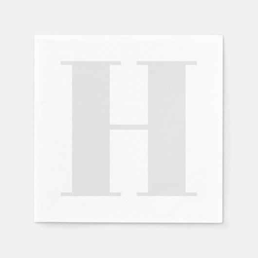 Groot monogram Initiaal Neutraal Licht Grijs Servet (Voorkant)