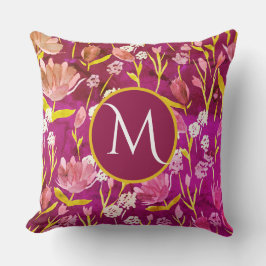 Groot Monogram Initiaal Romantisch Bourgondië Flor Kussen