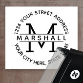 Groot Monogram met Naam en Terugkeeradres Zelfinktende Stempel