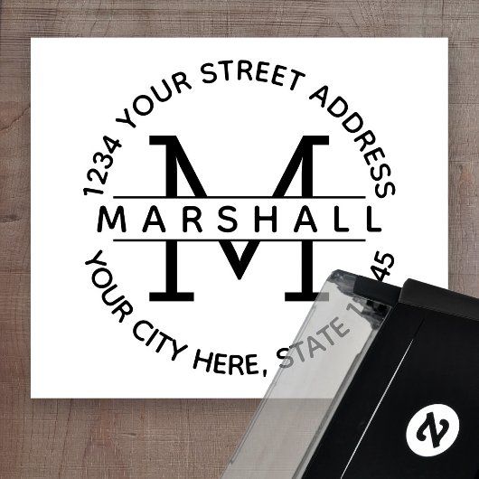 Groot Monogram met Naam en Terugkeeradres Zelfinktende Stempel