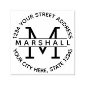 Groot Monogram met Naam en Terugkeeradres Zelfinktende Stempel (Design)