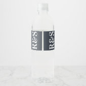 Groot monogram modern Eenvoudig waterflesetiket Waterfles Etiket (Achterkant)