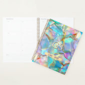 Groot monogram of naam en datum op Opal Planner (Display)