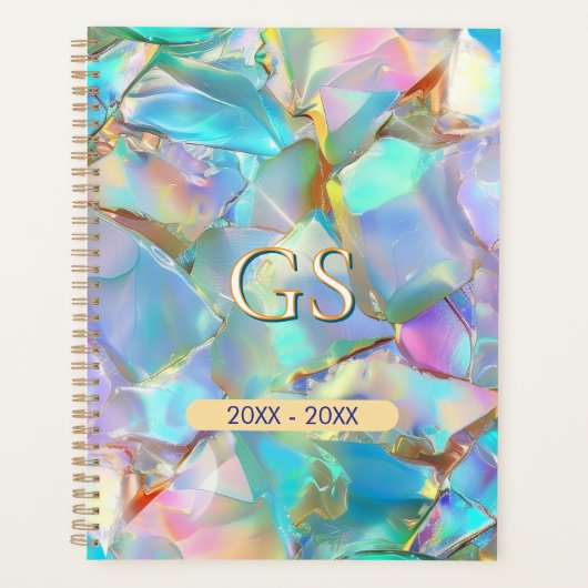 Groot monogram of naam en datum op Opal Planner (Voorkant)