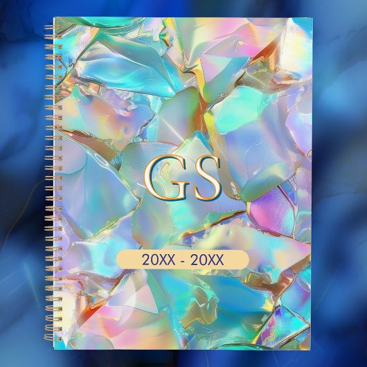 Groot monogram of naam en datum op Opal Planner