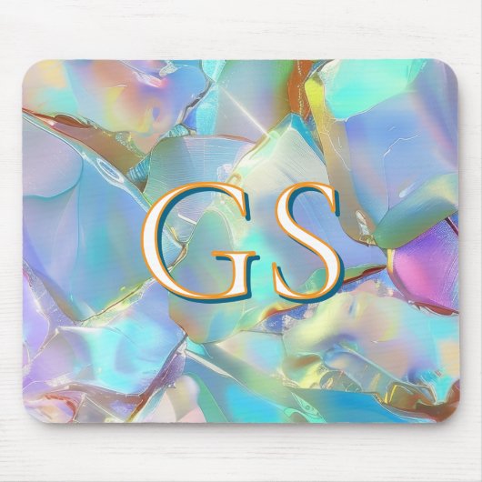 Groot monogram of naam op opaal muismat (Voorkant)