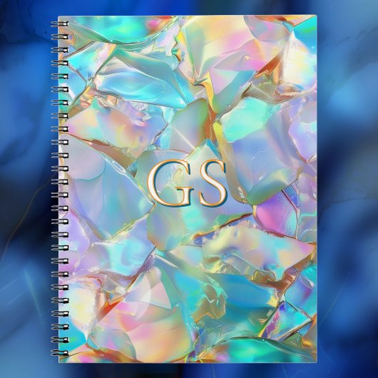 Groot monogram of naam op opaal notitieboek