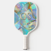 Groot monogram of naam op opaal pickleball paddle (Achterkant)
