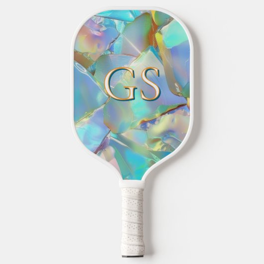 Groot monogram of naam op opaal pickleball paddle (Voorkant)