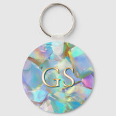 Groot monogram of naam op opaal sleutelhanger (Achterkant)