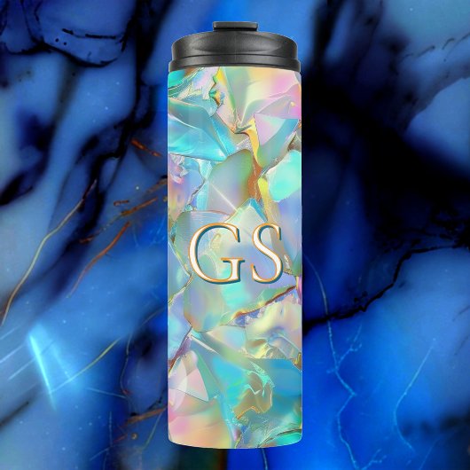 Groot monogram of naam op opaal thermosbeker