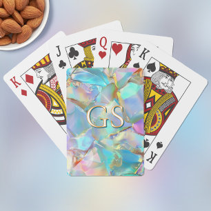 Groot monogram op opaal pokerkaarten