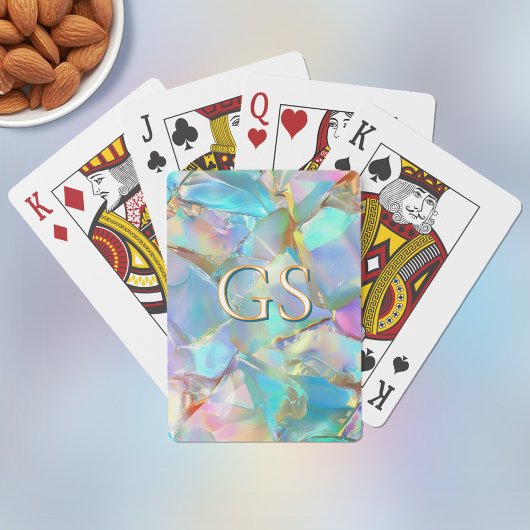 Groot Monogram op Opal Pokerkaarten
