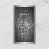 Groot monogram | Scrated Metal Silver Border Visitekaartje (Achterkant)