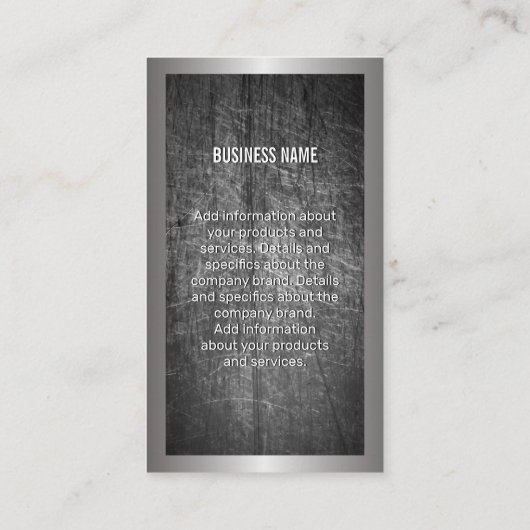 Groot monogram | Scrated Metal Silver Border Visitekaartje (Achterkant)