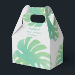 Groot monstera laat groen botanische bruiloft over bedankdoosjes<br><div class="desc">Vierbox voor bruiloft - gastSnoep/Gifts Hawaii als Tropische hand getekende oorspronkelijke kunst</div>