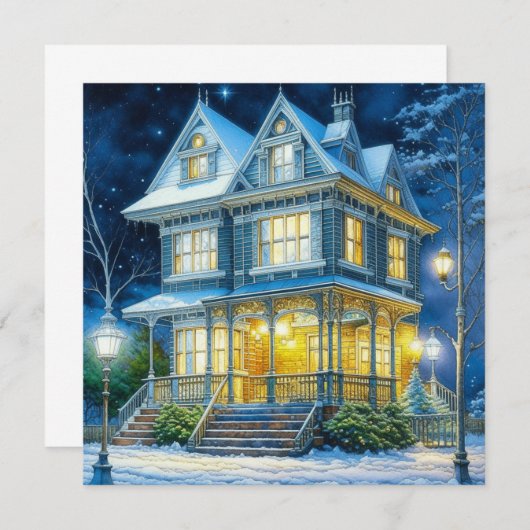 Groot mooi Victoriaans huis met kerst (Voorkant / Achterkant)